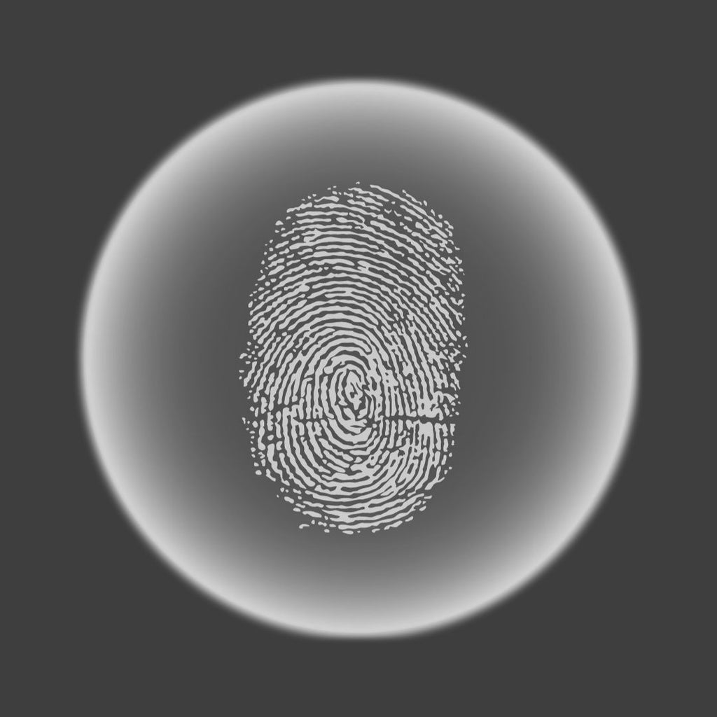 human fingerprint in glowing orb