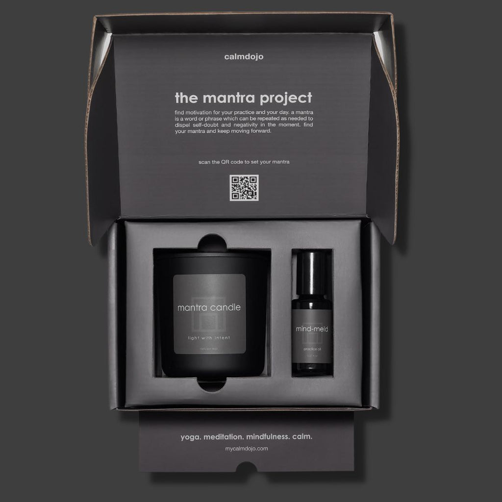 mantra project kit with candle and mind-meld practice oil