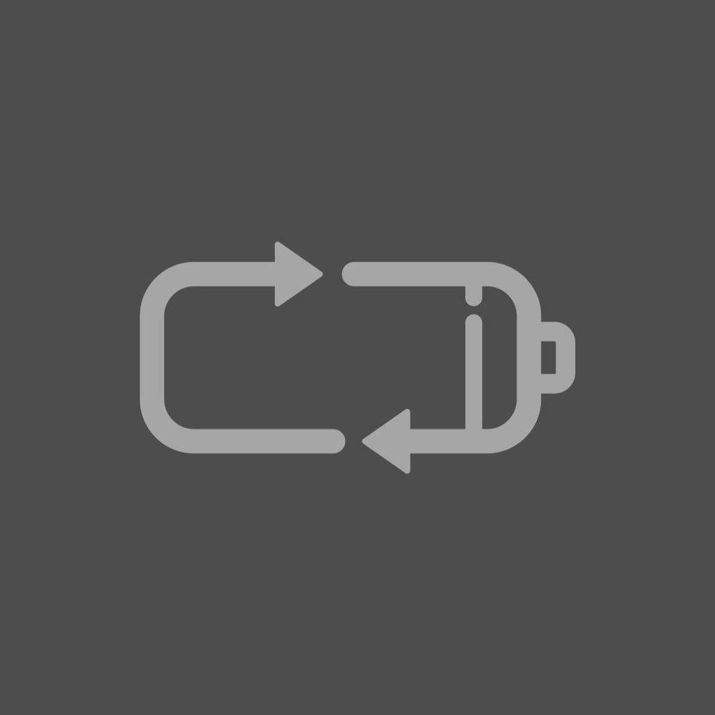 recharging battery line icon against a dark gray background.